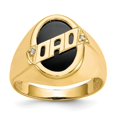 thumbnail image 4 of 10K Yellow Gold Men's Diamond and Black Onyx DAD Ring Size 10, 4 of 5