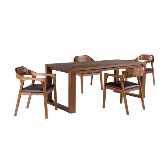 Rasmus 5pc Dining Set - Chestnut Wire-Brush Finish