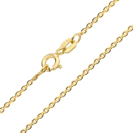 Thin Rolo Chain - Thin 20 Gauge 1.5 MM 14K Gold Plated Sterling Silver Rolo Cable Chain Necklace For Women Made In Italy 16 18 20 24 Inch