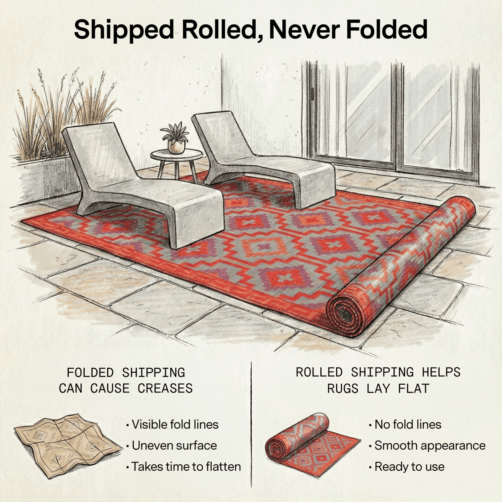 Fab Habitat Outdoor Rug - Waterproof, Fade Resistant, Crease-Free - Premium Recycled Plastic - Vintage Boho Kilim - Large Patio, Deck, Sunroom, Camping, RV - Lhasa - Orange & Violet - 8 x10 ft