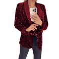 thumbnail image 6 of Sequin Suit Coat Women Suit Coat Lapel Long Sleeve Button Suit Jacket Glitter Sequins Autumn Winter Business Outerwear Street Party Wear Lapel Jacket, 6 of 8