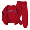 thumbnail image 1 of Trapstar Chandails Molletonnés à Col Rond pour Femmes Ensembles Manches Longues Graphiques Chandails Molletonnés pour Femmes Amples Trapstar Style de Rue Hip-hop Chandails Molletonnés à Enfiler+pantalon de Survêtement Ensemble pour Femmes de 2 Vêtements Classiques pour Femmes (Rouge, P), 1 of 3