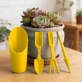 thumbnail image 3 of 4Pcs Mini Gardening Tool Set With Soil Scoop & Shovel & Rake & Dibber Durable Planting Kit For Succulents Indoor Houseplants(Yellow-14.5Cm), 3 of 5
