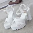 thumbnail image 7 of Babysbule Womens Sandals, Women Fish Mouth High Heels Wedge Sandals Buckle Slope Sandals, 7 of 7