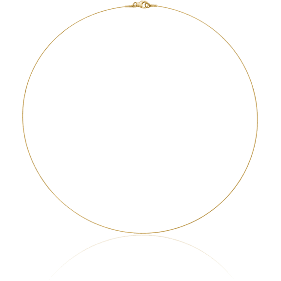 14K Solid Yellow Gold 0.5mm Single Neck Collar Neckwire Chain Cuff Choker Necklace