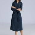 thumbnail image 4 of Fesfesfes Unisex Winter Fleece Robe for Women and Men Cozy Warm Soft Bathrobe Nightgown with Pockets and Belt All Season Long Breathable Homewear Home Relaxation(Navy,L), 4 of 6