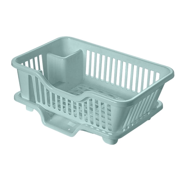 SugarBloom Bowl and Dish Drying Rack with Storage Box, Thickened Large Size Sink Rack for Kitchen Countertop, Water Filter Organizer for Plates, Bowls, Chopsticks,Blue