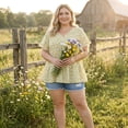 thumbnail image 3 of Agnes Orinda Women's Plus Size Top Boho Floral V Neck Ruffle Sleeves Tiered Babydoll Blouses 1X Beige, 3 of 9