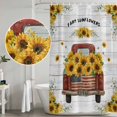 thumbnail image 4 of Shower Curtain Bathroom Set Farmhouse Red Truck Sunflower Waterproof Fabric Shower Curtains with Grommets&Hooks, Retro Rustic Floral Wood Grain Privacy Bath Curtain for Bathtub 72x84in, 4 of 9
