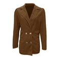 thumbnail image 4 of Duoif Womens Blazer Women's Textured Casual Top Long Sleeved Jacket Autumn and Winter Suit Striped Jacket Blazers for Women Business Casual Coffee L, 4 of 5