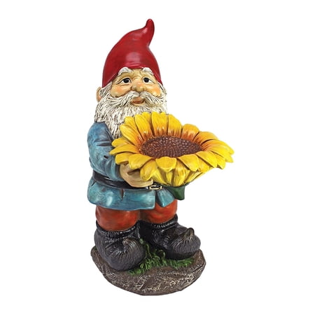 Garden Gnome Statue Sunflower Sammy Gnome Bird Feeder Lawn