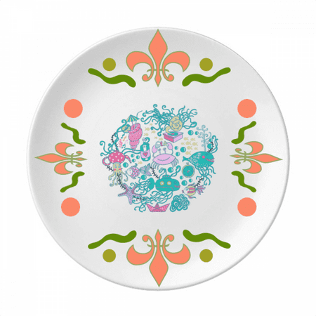 

Marine Organism Music Octopus Flower Ceramics Plate Tableware Dinner Dish