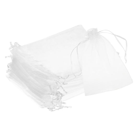 25pcs Organza Bags 6x8  Drawstring Favor Pouches Sheer Mesh Bag White