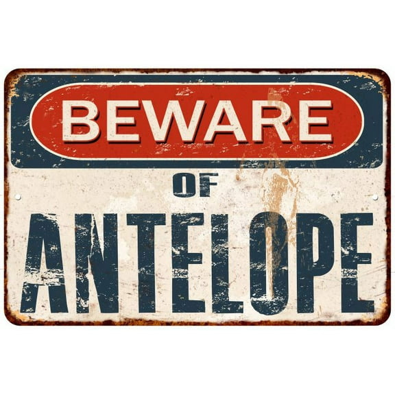 Beware of ANTELOPE Metal Sign Rusty Wall Decor 8x12 108120041973