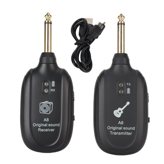 Sistema inalámbrico de guitarra recargable UHF 730 MHz, 4 canales, transmisor y receptor para guitarra, bajo, violín y teclado.