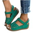 thumbnail image 5 of Womens Sandals Dressy Clearance, Xunlbb Women's Fashion Casual Summer New Solid Color Fish Mouth Roman Thick Bottom Wedge Heels Sandals(Green,Size:41), 5 of 9