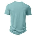 thumbnail image 3 of MIXUE Shirts For Men Summer Solid Color Round Neck Button Short Sleeve Casual Basic Pullover Tops T-shirts Activewear,Green,XXL, 3 of 4
