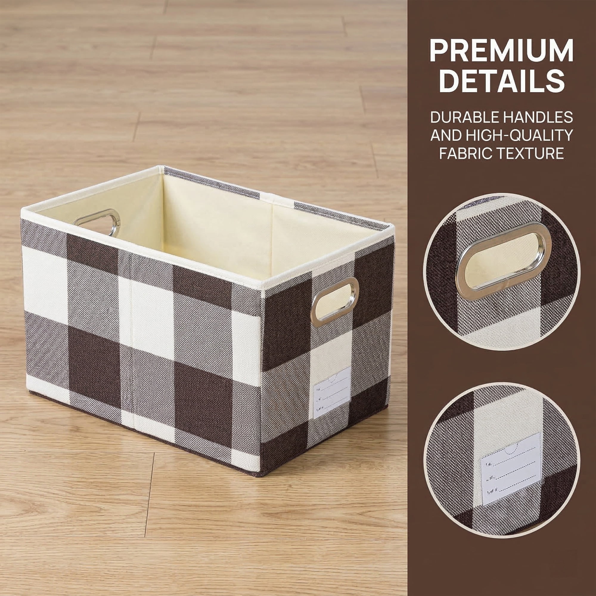 Unique Bargains Storage Bin with Handles for Shelves Closet Coffee 11.8" x 16.9" x 10.6"