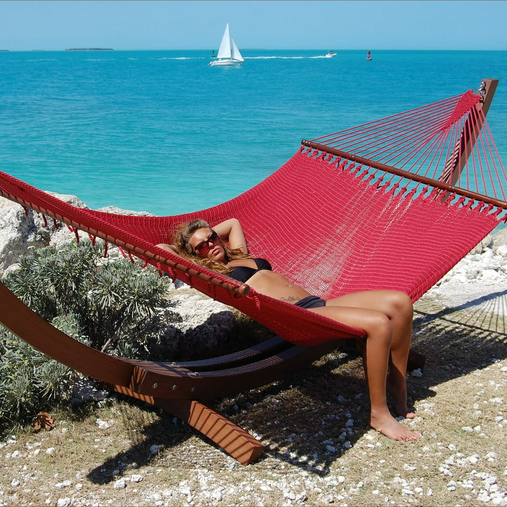 Caribbean Hammocks Jumbo Double Hammock with Wood Arc Stand Walmart