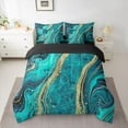 thumbnail image 2 of Homewish Adult Fashion Marble Twin Bedding Sets 7-Piece, Teal Gold Abstract Ombre Bedding Comforter Set, Modern Artwork Reversible Sheet Sets, Lightweight Room Decor, 2 of 7