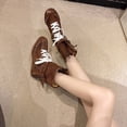 thumbnail image 6 of Ankle Booties for Women Low Heel Mid Heel Round Toe Lace Up Women Western Cowboy Flat Boxing Casual Vintage Boots Coffee 6.5, 6 of 7