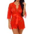 thumbnail image 1 of Lencería para mujer sexy vestido largo de encaje vestido transparente transparente kimono bata, 1 of 8