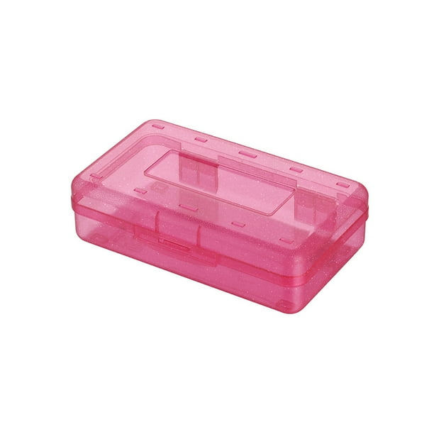 Estuche de lápices Monstrate de plástico transparente con brillo nacarado rojo