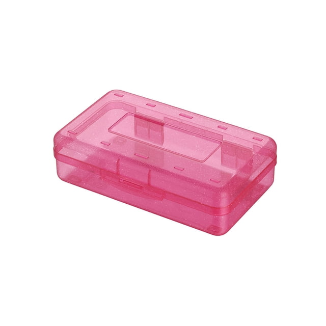 Estuche para lápices de plástico transparente, caja de papelería transparente, gran capacidad, organizador de suministros a presión, oficina, Almacenamiento y organización del hogar Rojo Cateissary HA070878-01