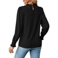 thumbnail image 5 of QAFOPEH Women's Pleated Mock Neck Long Sleeve Keyhole Back Office Blouse Tops, 5 of 7