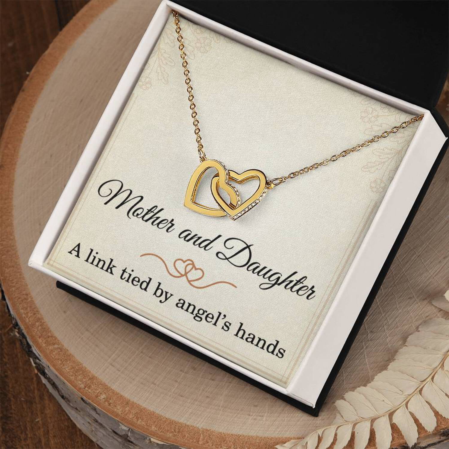 Mom Christmas Gift from Daughter Mother Daughter Necklace Mothers Day Gift from Daughter A Link Tied By Angel's Hands Mom Interlocking Hearts Necklace