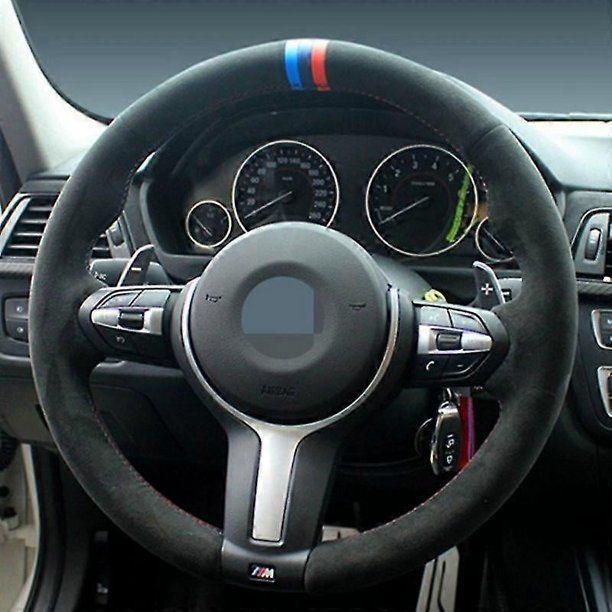 Funda de volante de coche personalizada con trenzado de gamuza para BMW F87 M2 F80 M3 F82 M4 M5 F12 F13 M6 F85 X5 M F86 F33 X6 M F30 M Sport