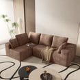 thumbnail image 3 of 104.4" Modern L-Shaped Sectional Sofa for Living Room Bedroom, Modular Cloud Sectional Couch with Deep Seating Upholstered Sofa, Free Combination Sofa, Corduroy Upholstery, No Assembly, Brown Couch, 3 of 13
