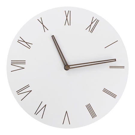 Elegant 12Inch Wood White Round Wall Clock Quiet Not Ticking Battery Operated Easy to Read for Various Decoration Styles