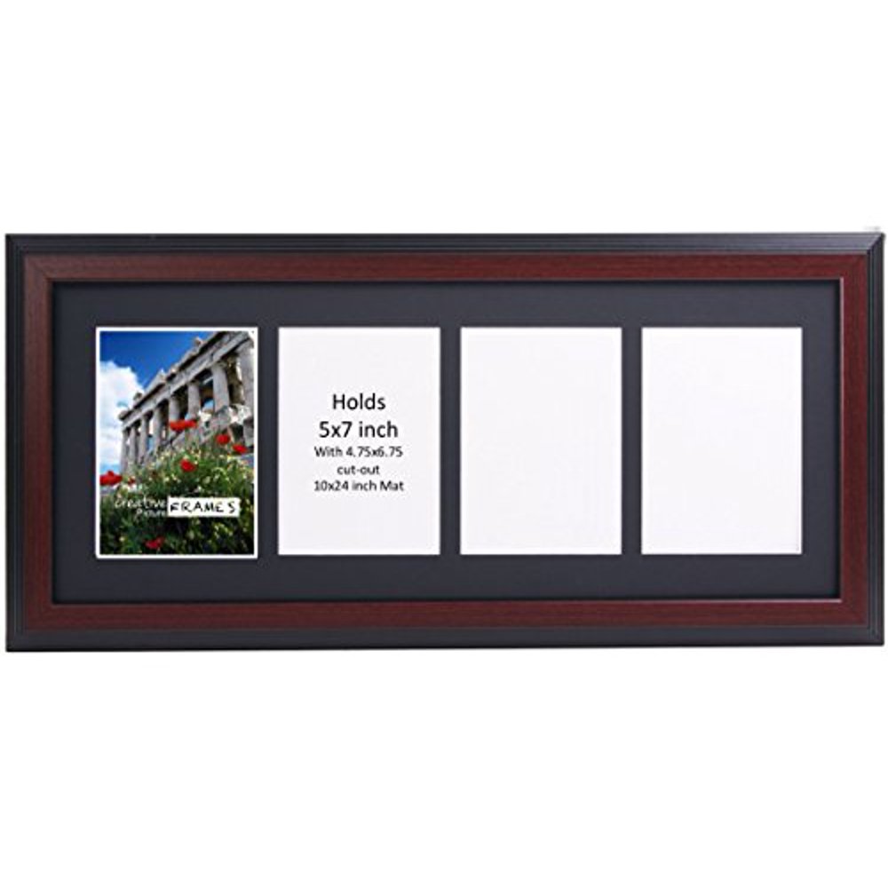 CreativePF 4 Opening Mahogany Picture Frame with Glass to Hold 5 by 7