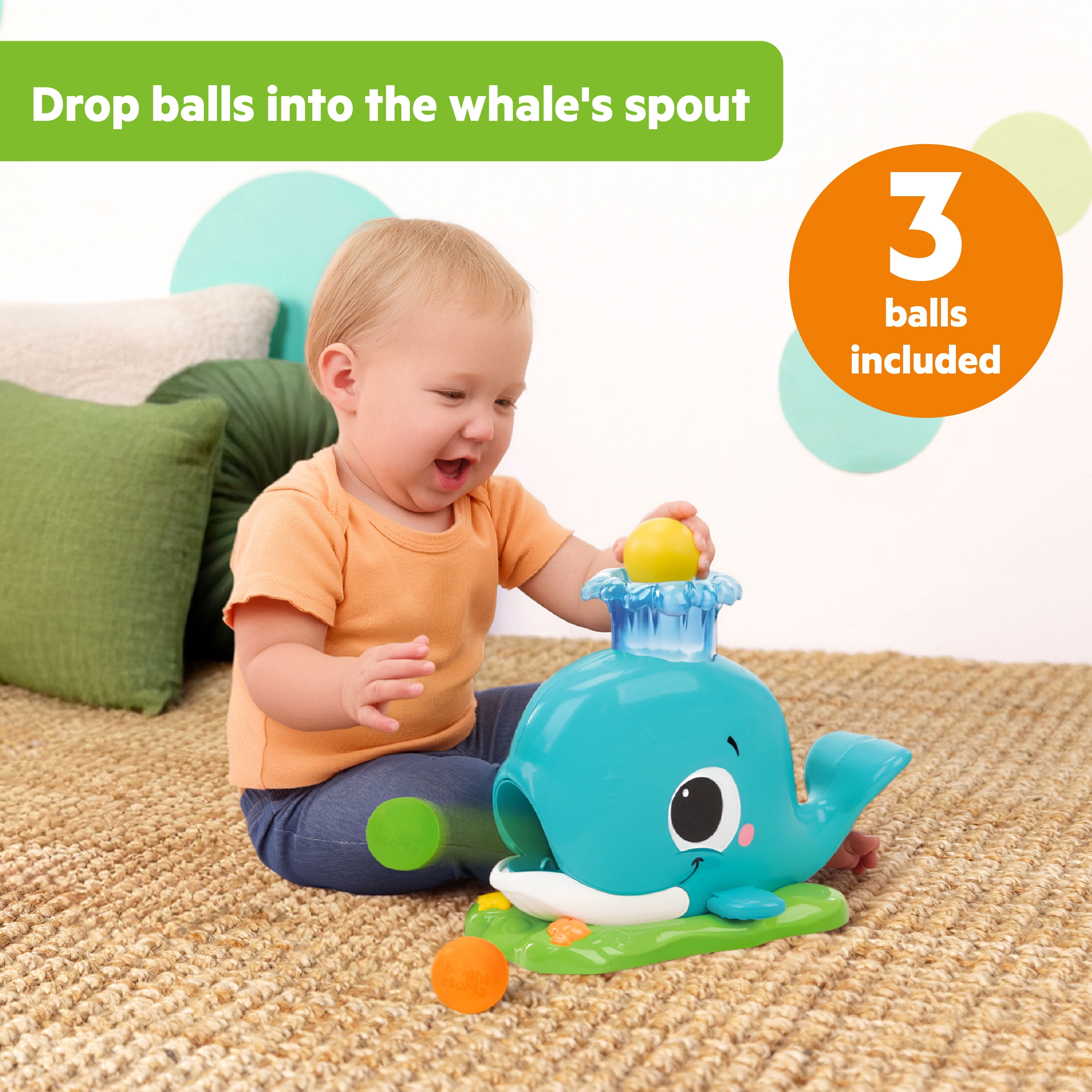 Bright Starts Silly Spout Whale Popper Toy, Unisex, Infant to Toddler
