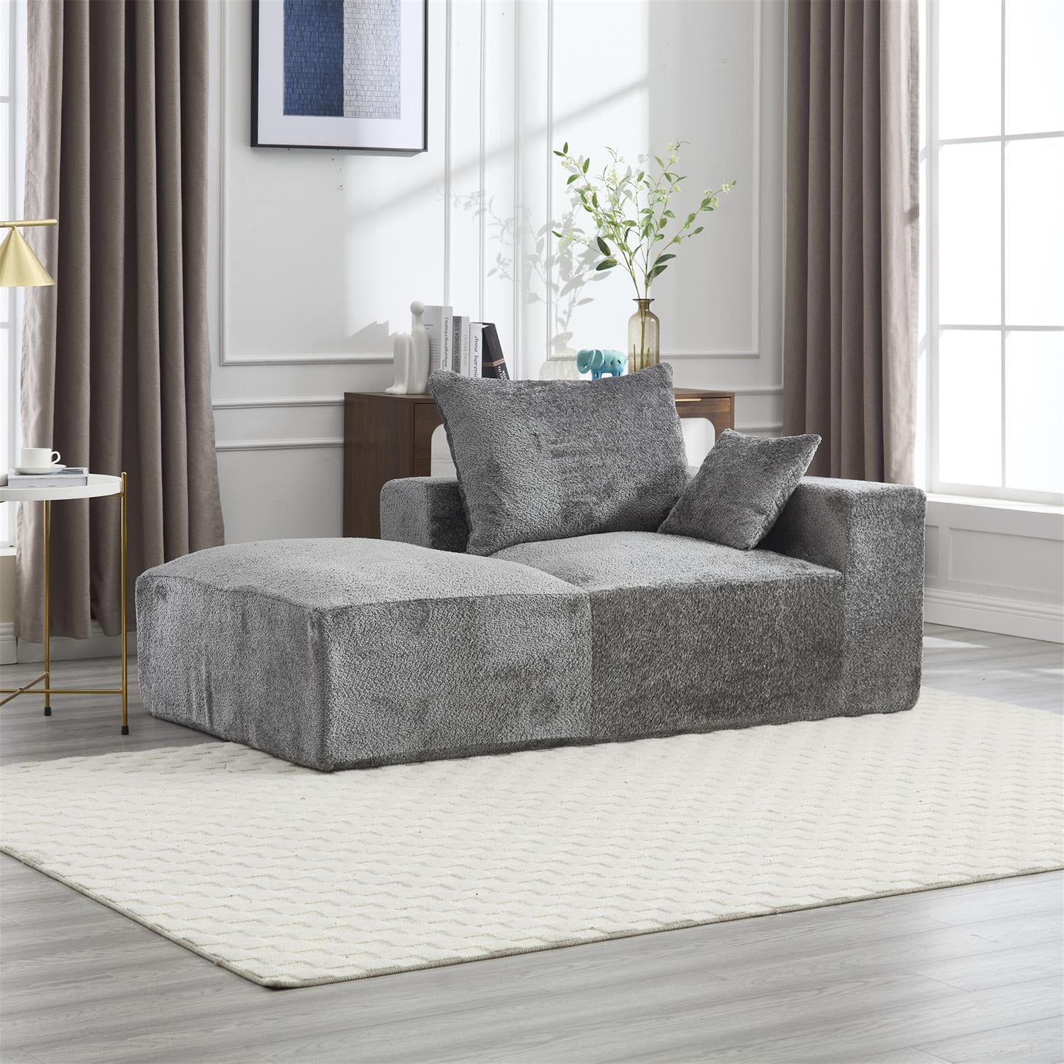 Demi Bonn 67" Memory Foam 2-Seater Sofa, Comfy Chenille Fabric Couch, No Assembly Needed, Portable Modern Deep Seat for Living Room, Bedroom, Apartment, Gray