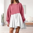 thumbnail image 2 of Vestido de manga larga para mujer vestido de retales de Color sólido vestido informal para desplazamientos diarios, 2 of 9