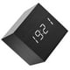 thumbnail image 4 of 6x6x6cm Despertador digital electrónico de madera Reloj de escritorio Pantalla LED de temperatura Control de voz Negro, 4 of 5