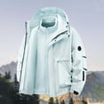 thumbnail image 2 of Mens Outerwear Jackets Pure Color Two Layers Drawstring Hooded With Pockets Straight Jacket,Light Blue,XS, 2 of 9