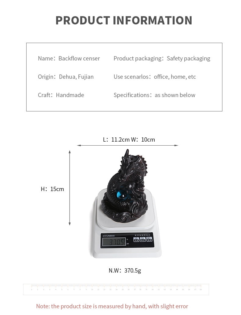 Dragon Incense Burner Ceramic Dragon Backflow Censer Incense Stick Holder Waterfall Burner for Tea Room Cafes Hotel Home Decoration