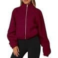 thumbnail image 2 of Chaquetas de Invierno para Mujer, de Forro , Larga, con Cremallera, , Cálidas, Estilo Otoño, para Hacer Ejercicio Rojo Vino S, 2 of 8