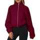 thumbnail image 2 of Chaquetas de Invierno para Mujer, de Forro , Larga, con Cremallera, , Cálidas, Estilo Otoño, para Hacer Ejercicio Rojo Vino M, 2 of 8