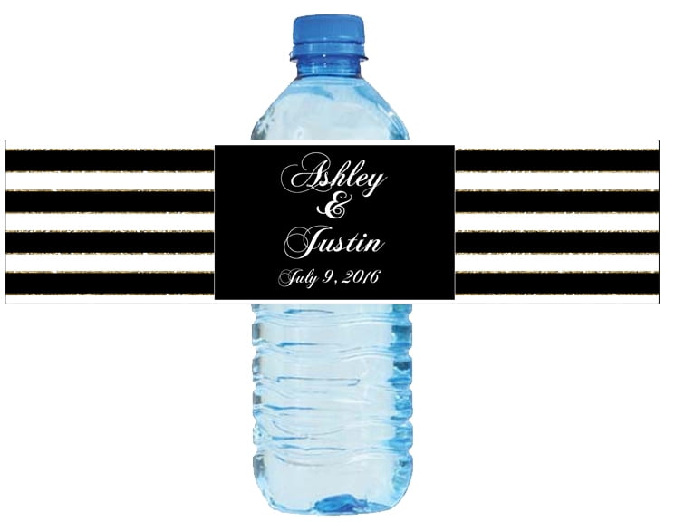 100 Romantic Navy Coral Wedding anniversary Engagement Party Water Bottle Labels 