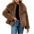 thumbnail image 2 of Women's Warm Faux Furry Coat with Turn Down Collar for Winter Outerwear and Comfort, 2 of 9