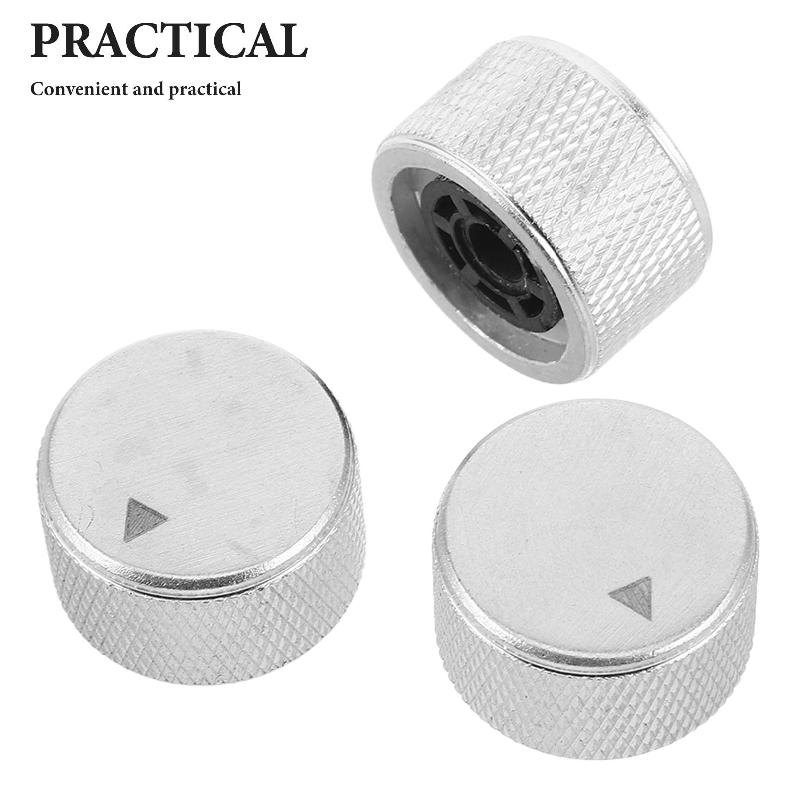 OUNONA Silver Aluminum Potentiometer Knob for Guitars Smooth Sound Control 3Pcs