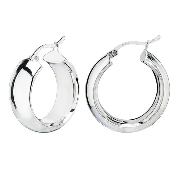 Gold & Honey 925 Sterling Silver 25mm Click-Top High Polish Wide Hoop Earrings, Adult Female Women