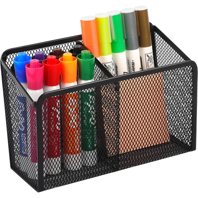 Portalápices magnético, portalápices de malla para escritorio, cesta de almacenamiento, organizador, marcador, 2 cestas