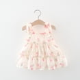 thumbnail image 2 of QTOCIO Toddler Girls Dresses, Baby Girl Summer Clothes, Kids Baby Girls Fashion Cute Sleeveless Sweet Flower Print Dress Tiered Skirt, Pink, 6 Months, 2 of 6