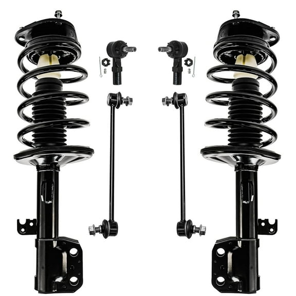 Detroit Axle - Front Struts for 2003-2008 Toyota Matrix Pontiac Vibe 2004 2005 2006 2007 2 Ready Struts w/Coil Spring 2 Outer Tie Rods 2 Sway Bar Links replacement
