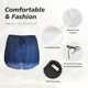 thumbnail image 4 of Balery Retro Blue Glitter Pantalones cortos deportivos para mujer con forro y dos bolsillos, elásticos, para entrenamiento, gimnasio, yoga-Small, 4 of 7